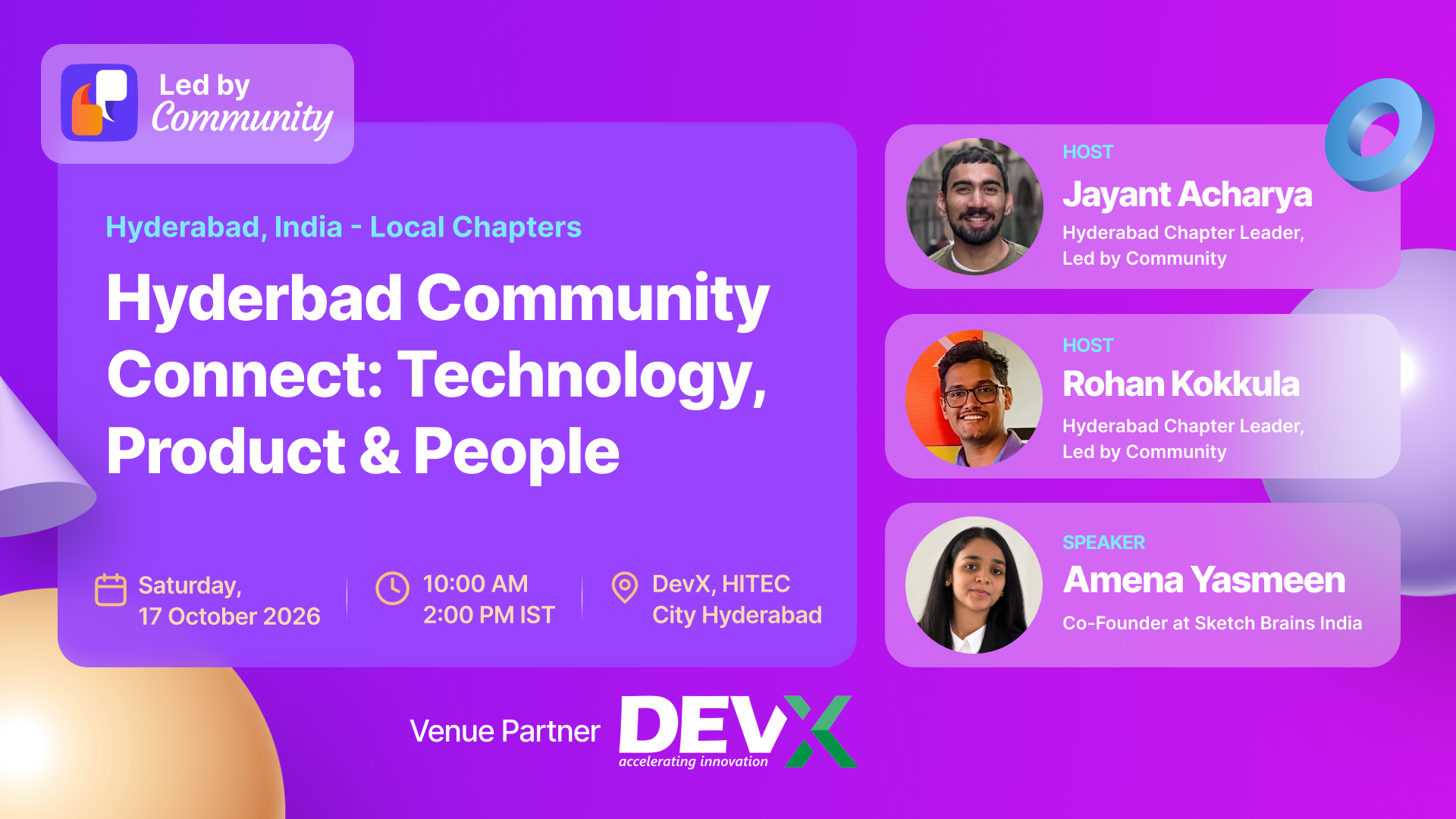 Hyderabad Community Connect: Technology, Product & People