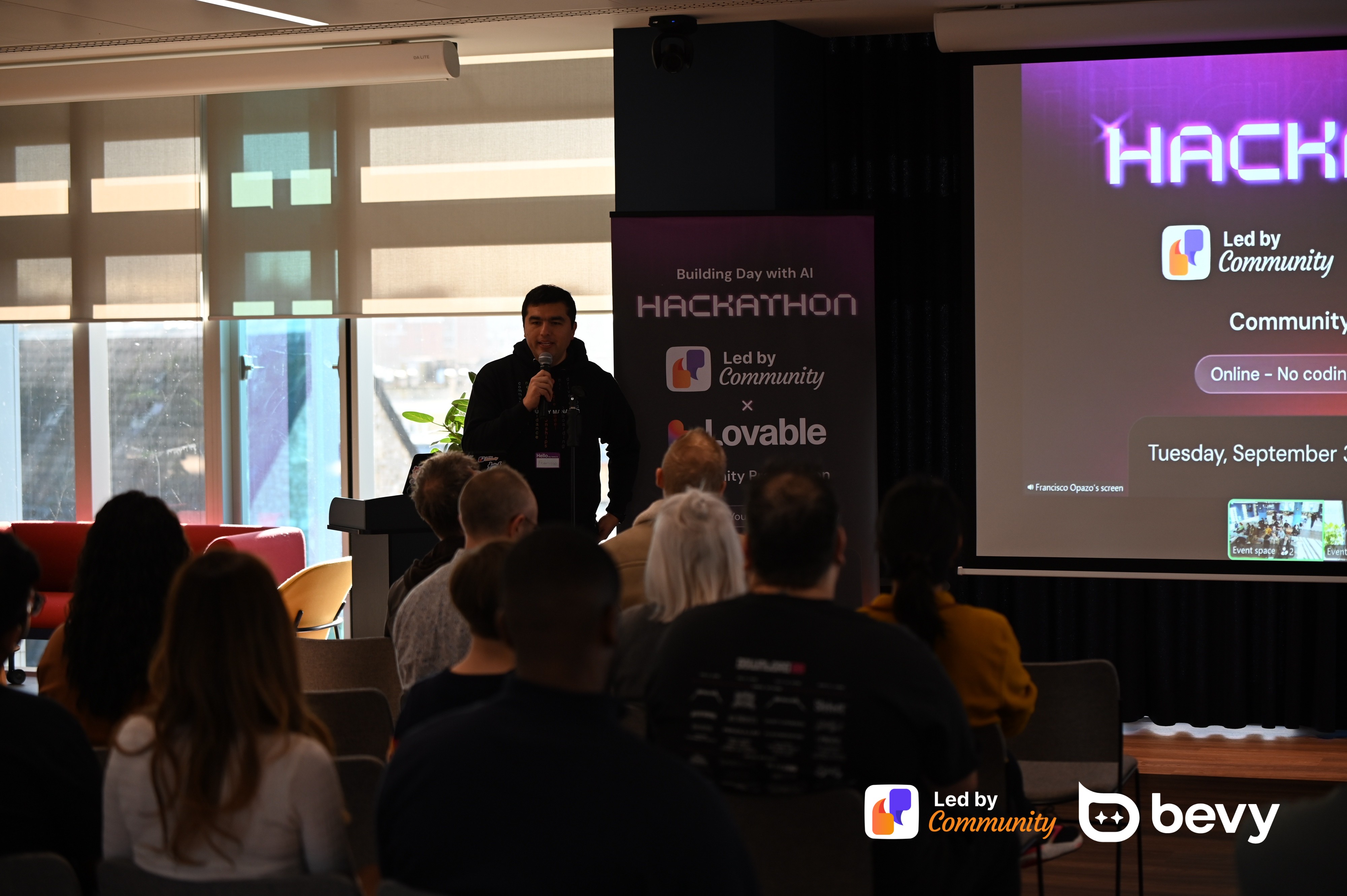 Lovable hackathon participants building together in London