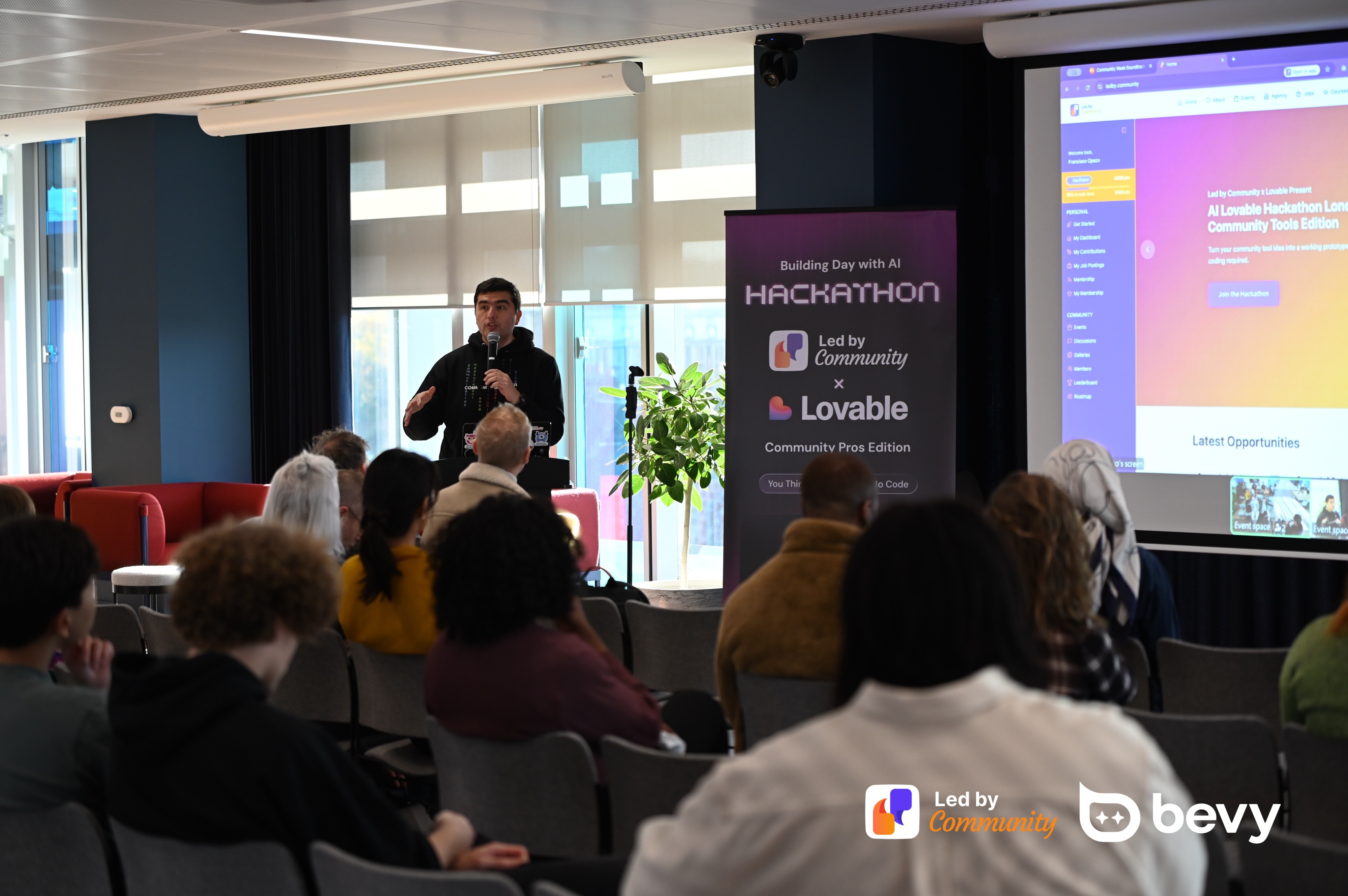 Lovable hackathon participants building together in London