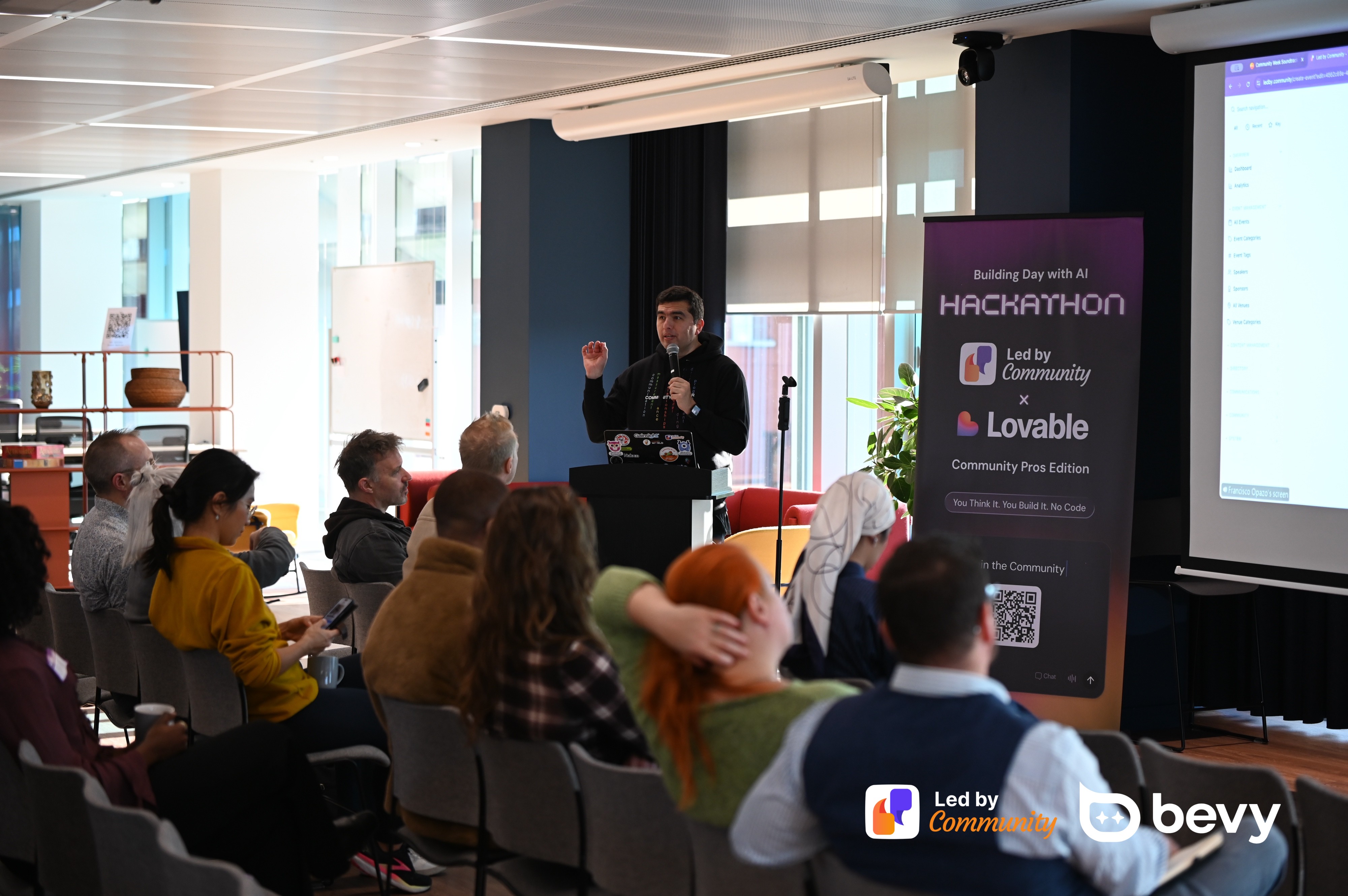 Lovable hackathon participants building together in London