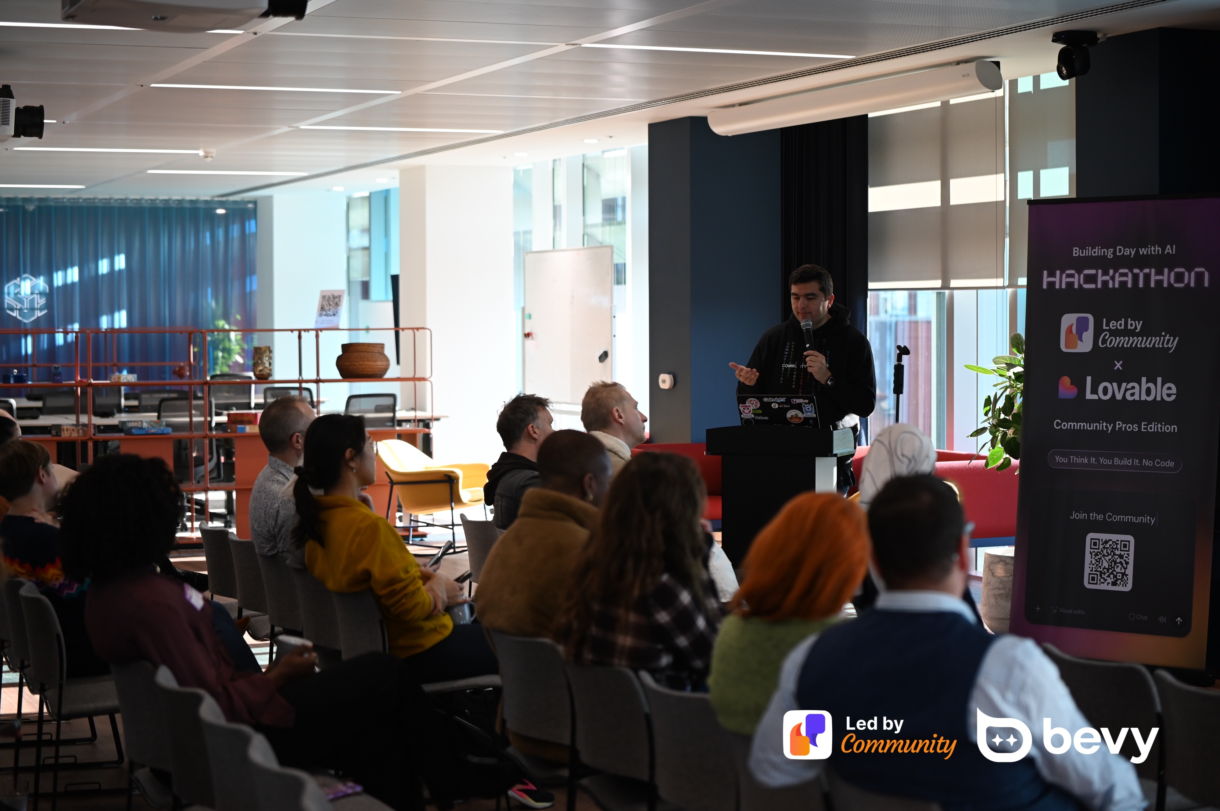 Lovable hackathon participants building together in London